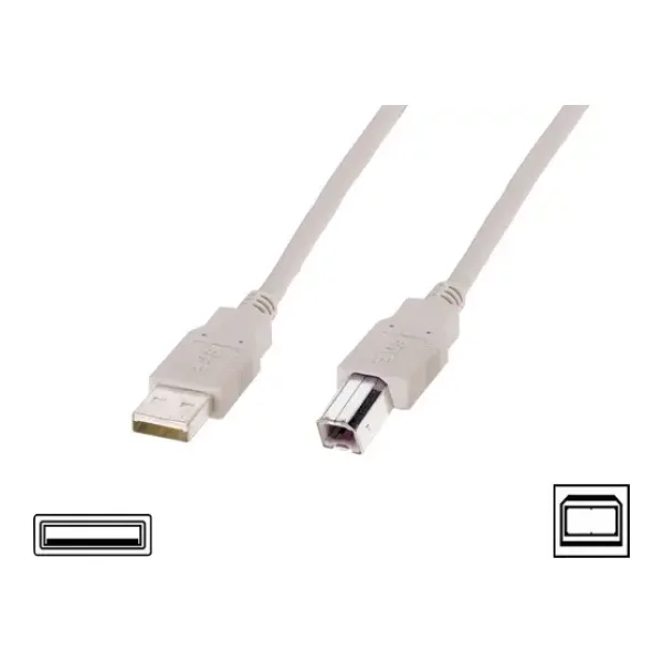 Digitus USB-Kabel USB 2.0 USB-A Stecker, USB-B Stecker 3.00m Beige AK-300102-030-E