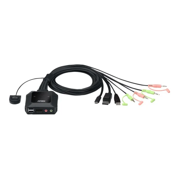 ATEN 2-Port USB-C-DisplayPort-Kabel KVM Switch - 4096 x 2160 Pixel - 4K Ultra HD - 0,74 W - Schwarz (CS52DP)