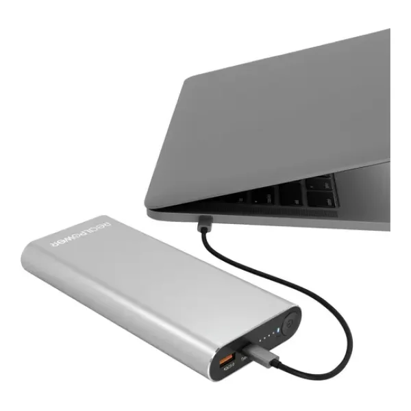 RealPower PB-20000 Powerbank 20000 mAh LiPo Silber Statusanzeige