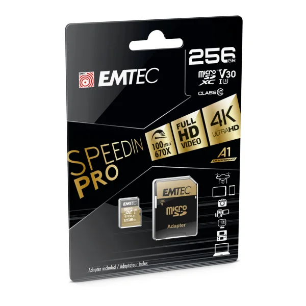 Emtec SpeedIN Pro Speicherkarte 256 GB MicroSDXC UHS-I Klasse 10 (ECMSDM256GXC10SP)