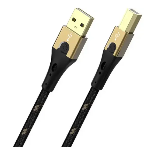 Oehlbach USB-Kabel USB 2.0 USB-A Stecker, USB-B Stecker 7.50m Schwarz/Gold D1C9545
