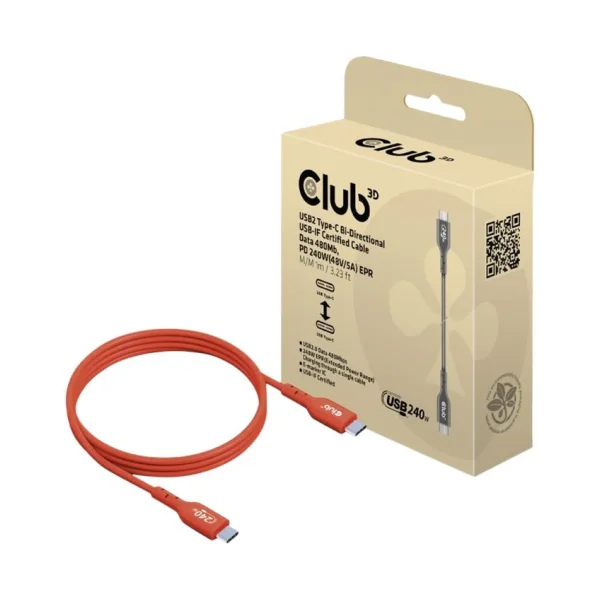 Club3D USB-C® Kabel USB 2.0 USB-C® Stecker 1.00m Orange CAC-1511
