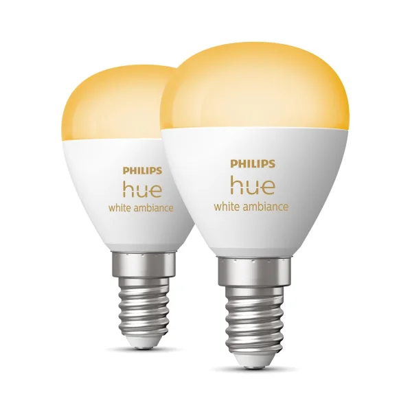 Philips Hue White Ambiance E14 Kugel 470lm, 2er Pack